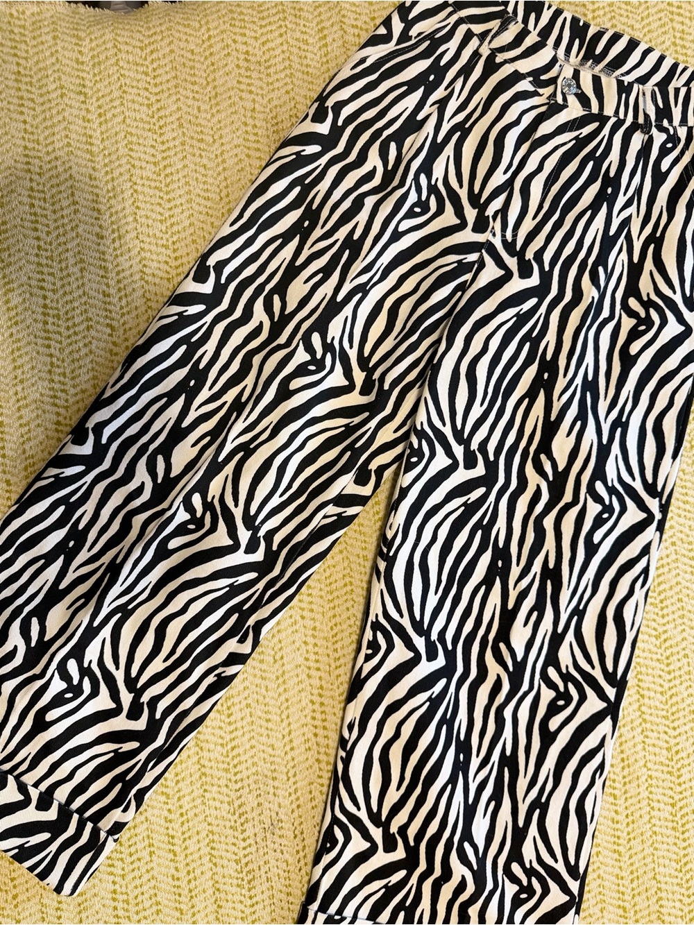 Zebra Print Wide Leg Pants - Black & White